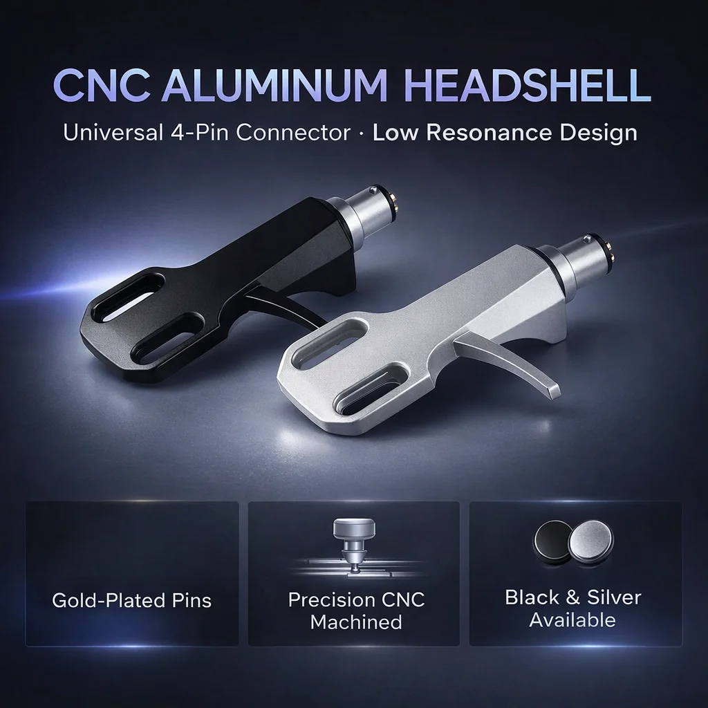 Universal SME Headshell CNC Alloy 4-Pin Gold Contact LP Upgrade Fit Audio-Technica AT95E VM95E Ortofon 2M Red