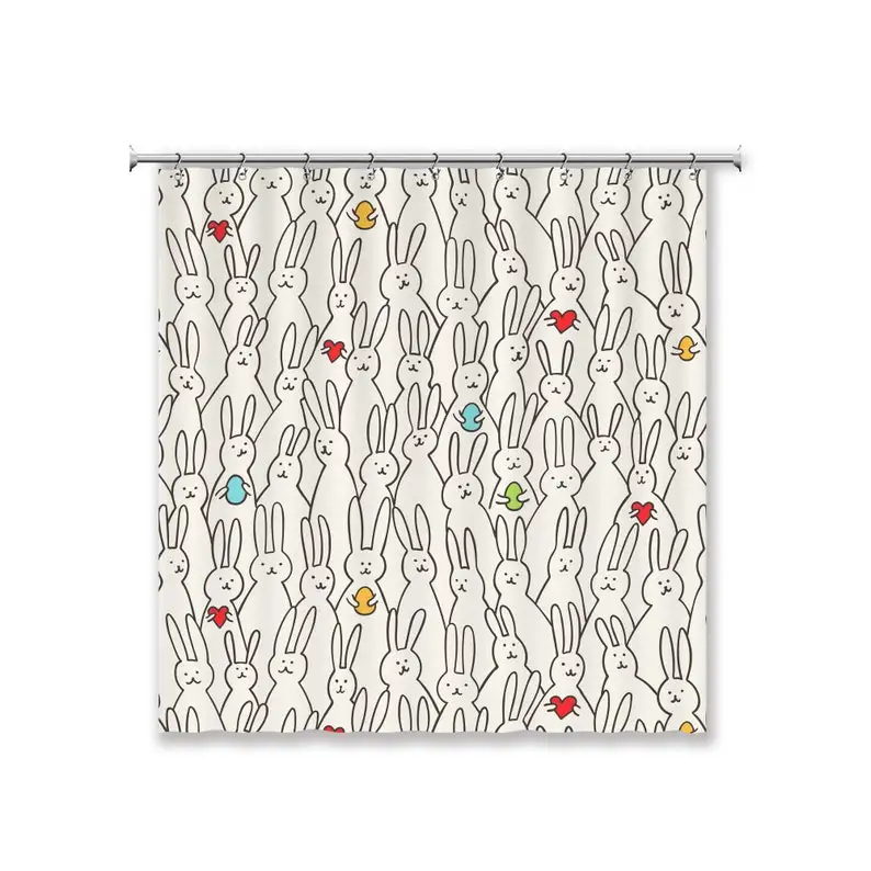 

Занавеска для душа с пасхальным кроликом и 12 крючками, 100% водонепроницаемая, декор для ванной комнаты, подарок на новоселье