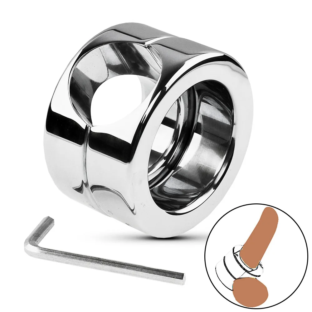 Metal Heavy Cockring Clamp Male Chastity Training Device Steel Cock Ring  Bondage Scrotum Stretcher Lock Sperm Sex Toys For Men