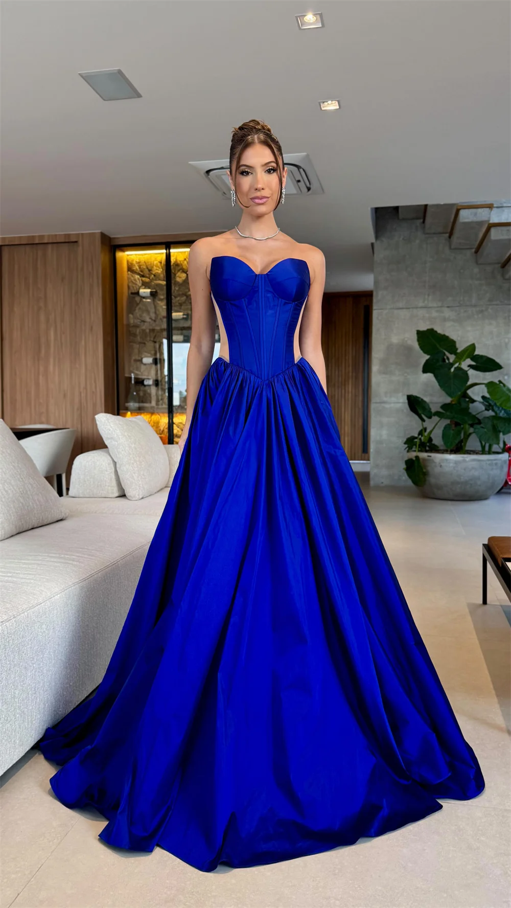 Cathy Personalizowana Sukienka na Bal w Królewskim Bule, Prosta, w Kształcie Litery A, Elegancka, Bez Rękawów, vestidos de noiva, Suknie Wieczorowe do Ziemi, Kolekcja 2025