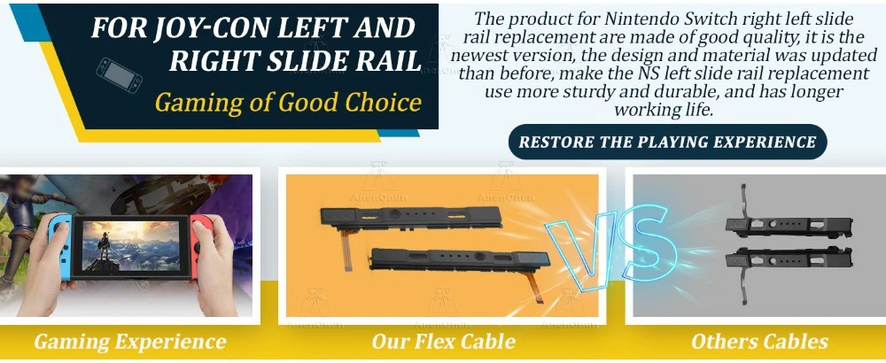 Gleitschiene für Switch/Switch OLED Joycon Ersatz-Reparatur-Kit mit Sensor-Flexkabel Links Rechts Gleitschiene Premium Langlebige Teile – Detail 4