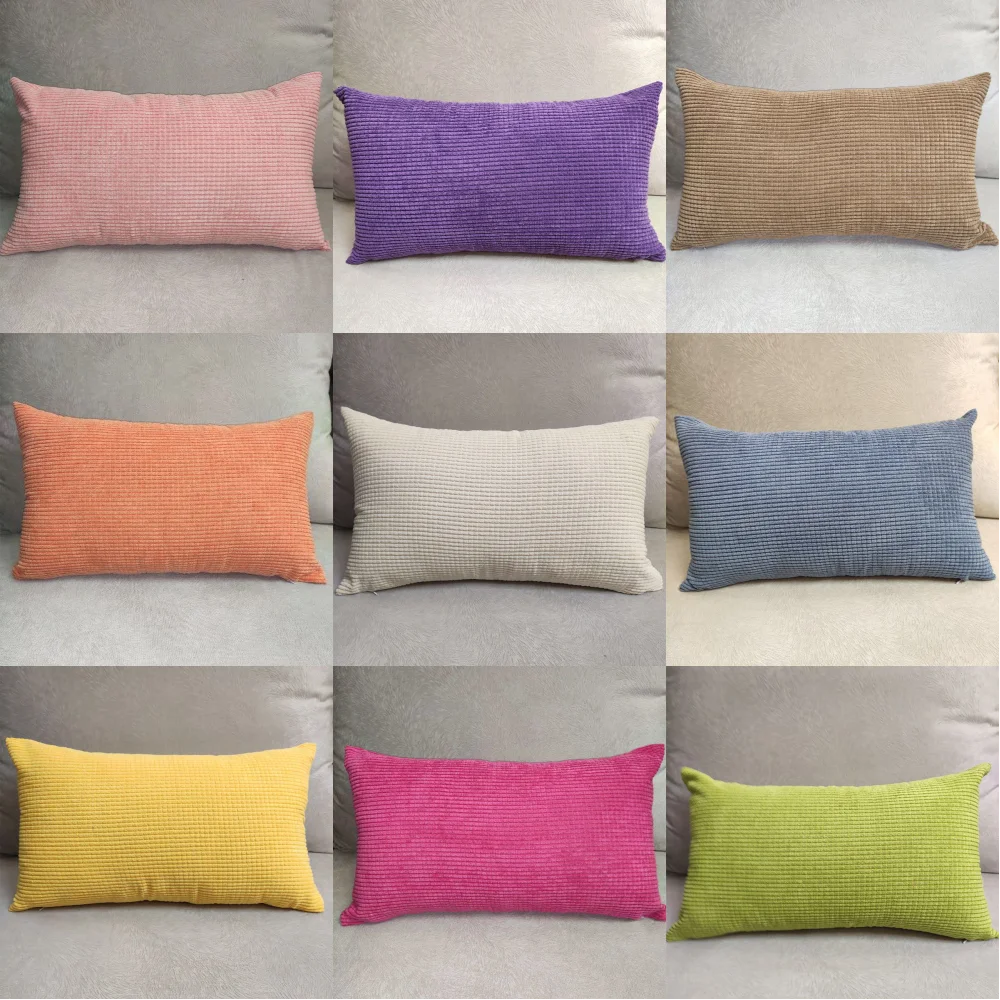 Nordic Color Corn Velvet Sofa Waist Pillowcase Rectangular Chair Backrest Back Pillowcase  Bedside Pillow case Enlarge cover