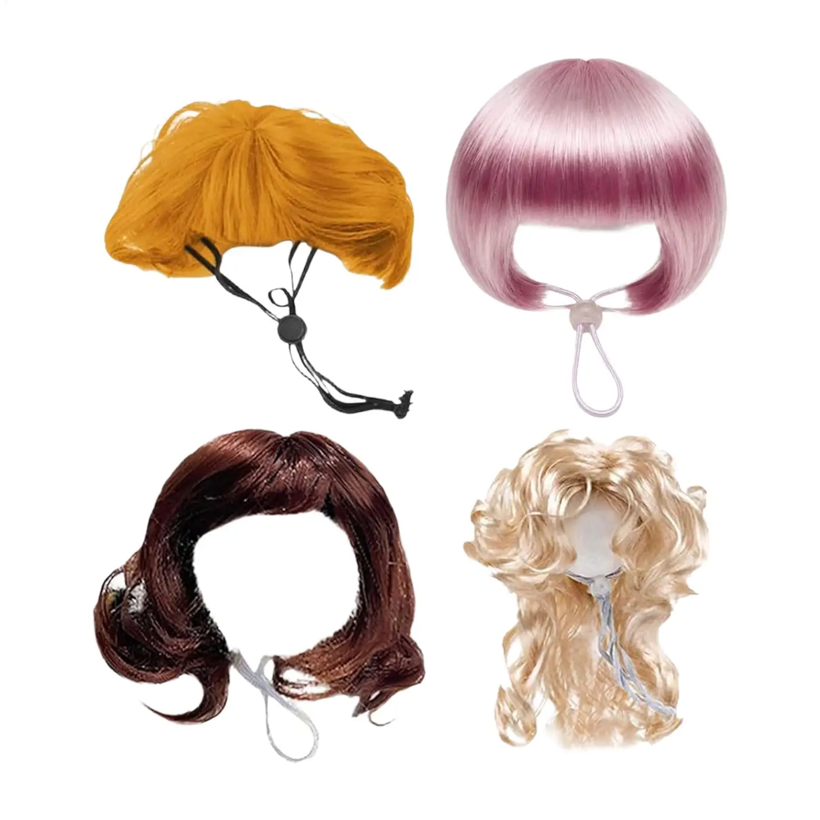 Verstellbare Haustier-Bob-Perücke mit Pony, wiederverwendbar, für Hunde und Katzen, Cosplay-Perücken, zum Verkleiden, angenehm zu tragen, lustiges Katzenkostüm – Detail 2