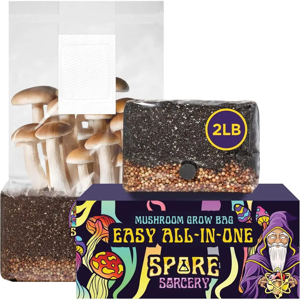 SPORES LB All-in-One Grow Bag: Up to 16oz Mushrooms! Nutrient-Enhanced, Injection Port, Add Spores & Grow