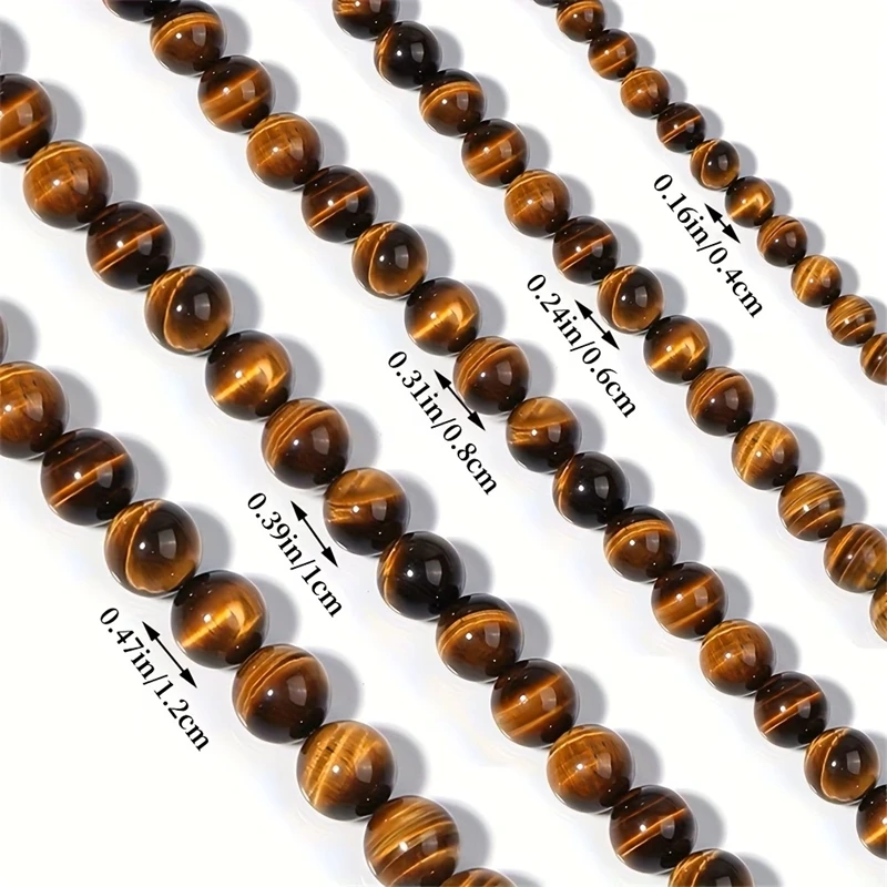 Großhandel Tigerauge-Perlen aus Naturstein, Runde Lose Perlen für Schmuckherstellung, DIY Charm-Armbänder, Halsketten, Geschenke – Detail 5