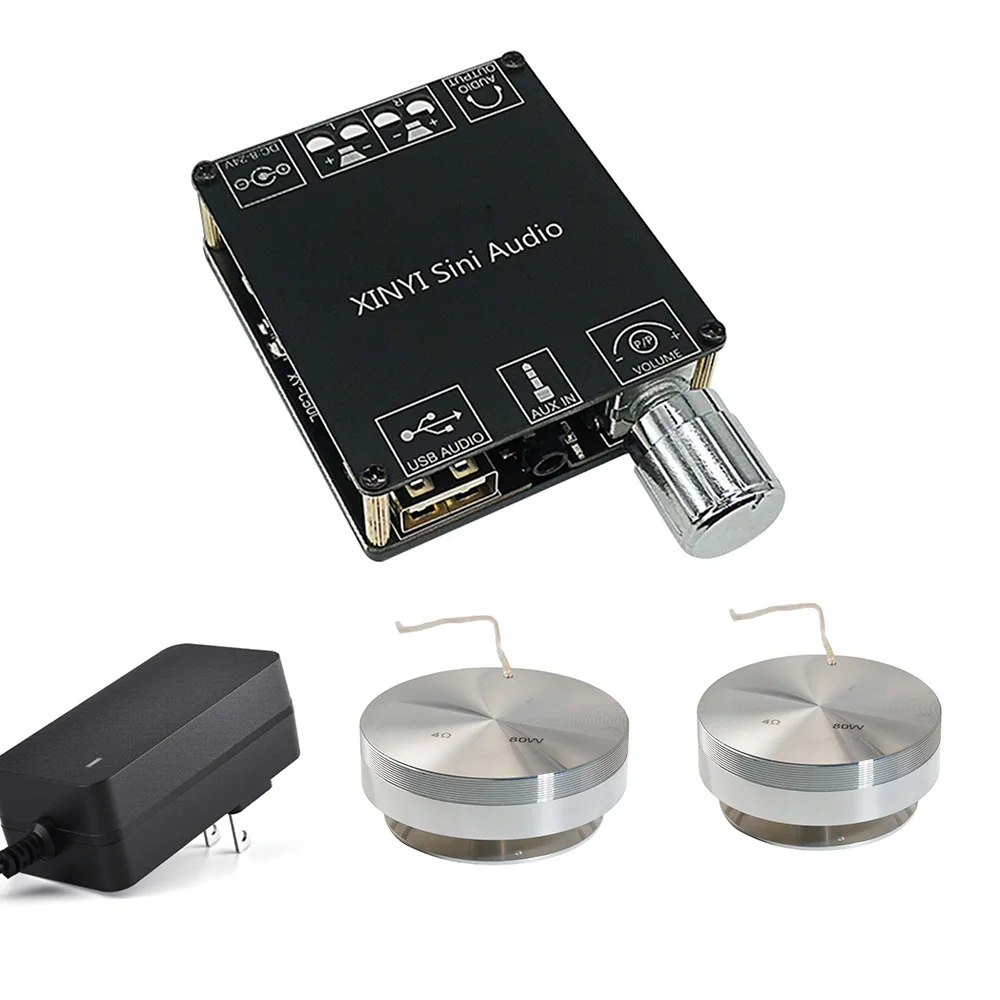 Vibration Full Range Speaker+ Amplifier+ Plug 3 Inch Audio Mini Portable 4Ohm 80W Resonance Speakers R100