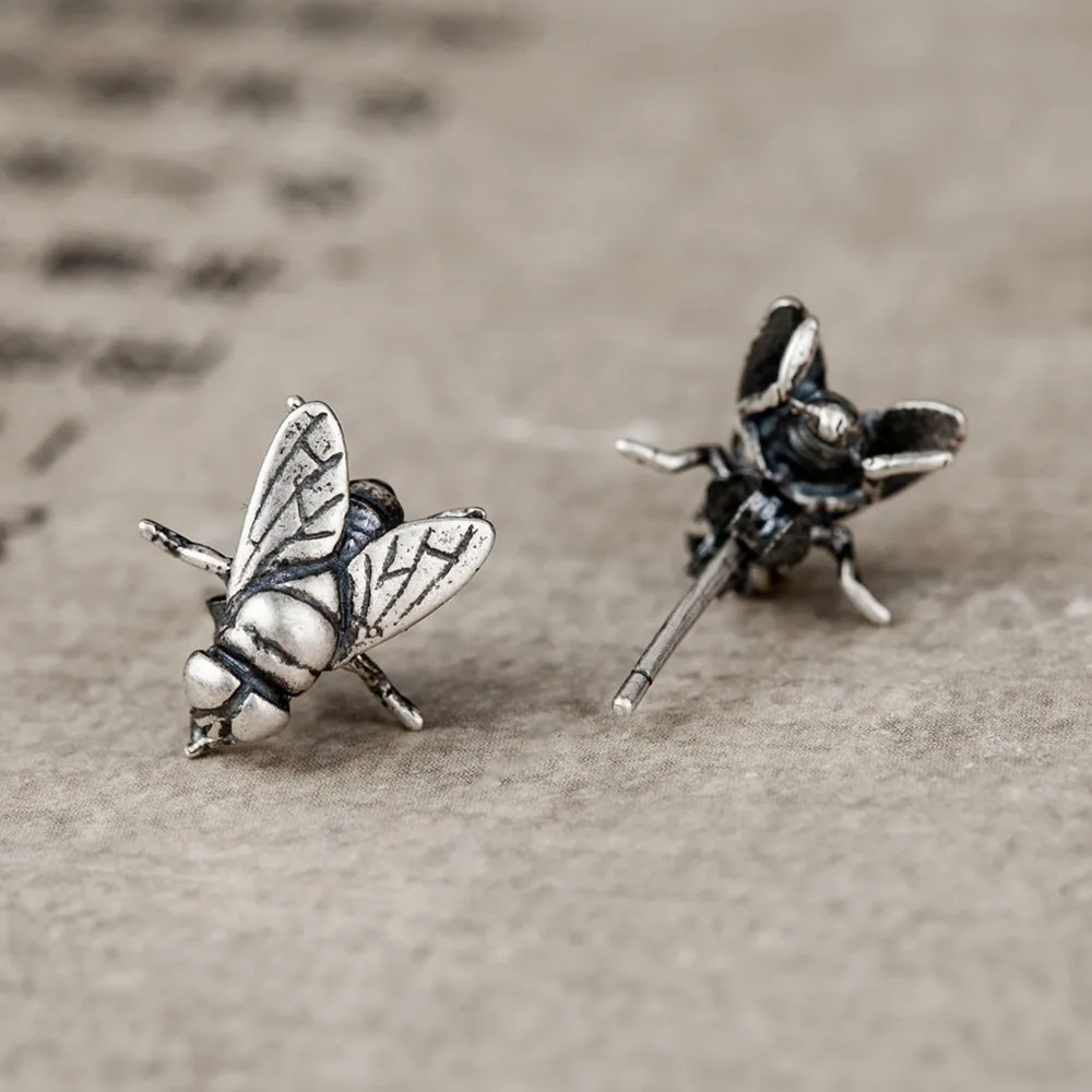 Vintage Unique Fly Stud Earrings Creative Funny Insect Housefly Earrings for Mne Women Ear Jewelry Accessories Gifts