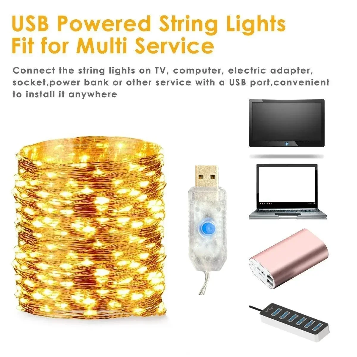 Waterproof 8Modes 20/30M USB Copper Wire LED String Fairy Light With 13Key Remote For Xmas Party Christmas Decoration New Year