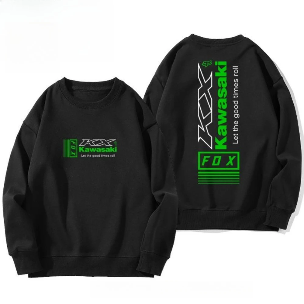

Kawasaki Motorcycles FOX mountain biking peripheral round-neck hoodie for men, loose and versatile Essential for Winter 2025 New