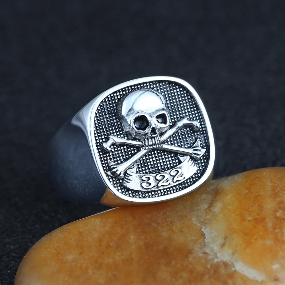 Retro Skull Bones Order Of Death Head 322 Silver Ring