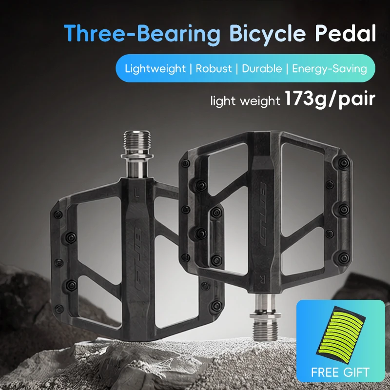 Pedais de Bicicleta Leves GUB em Fibra de Carbono Composta, Pedais Planos com Eixo de Titânio para Acessórios de Bicicleta MTB e Estrada com Ferramenta