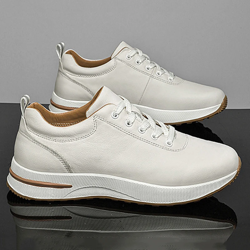 Men's Shoes Outdoor Leather Shoes Autumn Genuine Leather Hollow Breathable Cowhide Running Shoes Hiking Off-road Casual Shoes