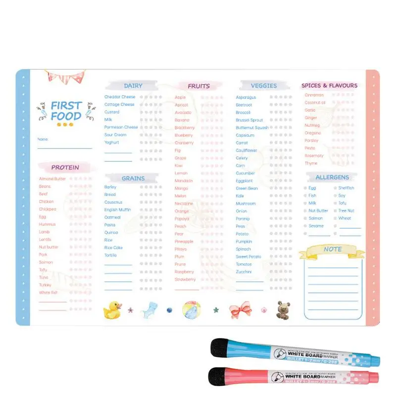Reusable First Foods Tracker Checklist PET Fidget Magnetic Baby First Foods Checklist Repeatable Baby Feeding Chart Checklist