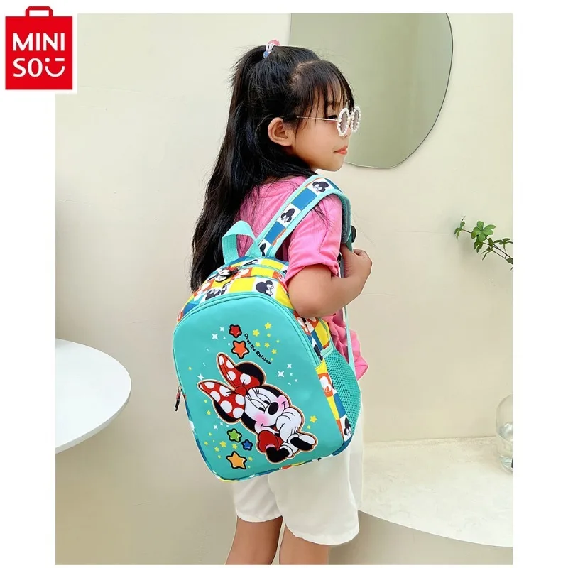 MINISO-Mochila infantil de desenhos animados da Disney, mochila estudantil, minimalista, leve, impermeável, mickey, minnie, mochila infantil