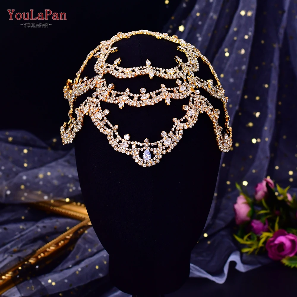 Youlapan HP480 Strass Bruiloft Hoofdband Luxe Bruids Hoofdtooi Vrouwen Hoofddeksel Bruiloft Haar Accessoire Bloem Vorm Hoofddeksels