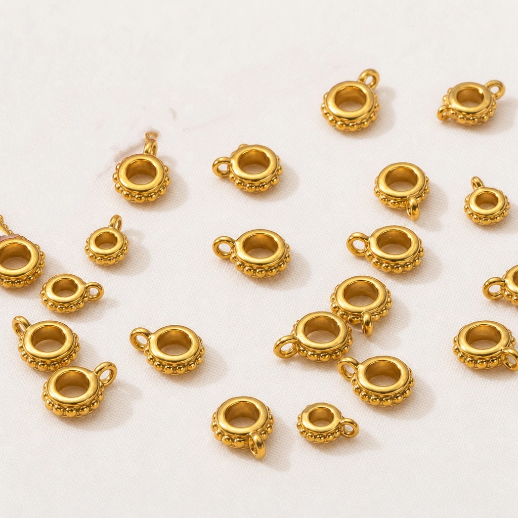 5 Stück Edelstahl-Anhängerverbindungsringe mit Schlaufe für DIY-Halsketten und Schmuckherstellung – Detail 3