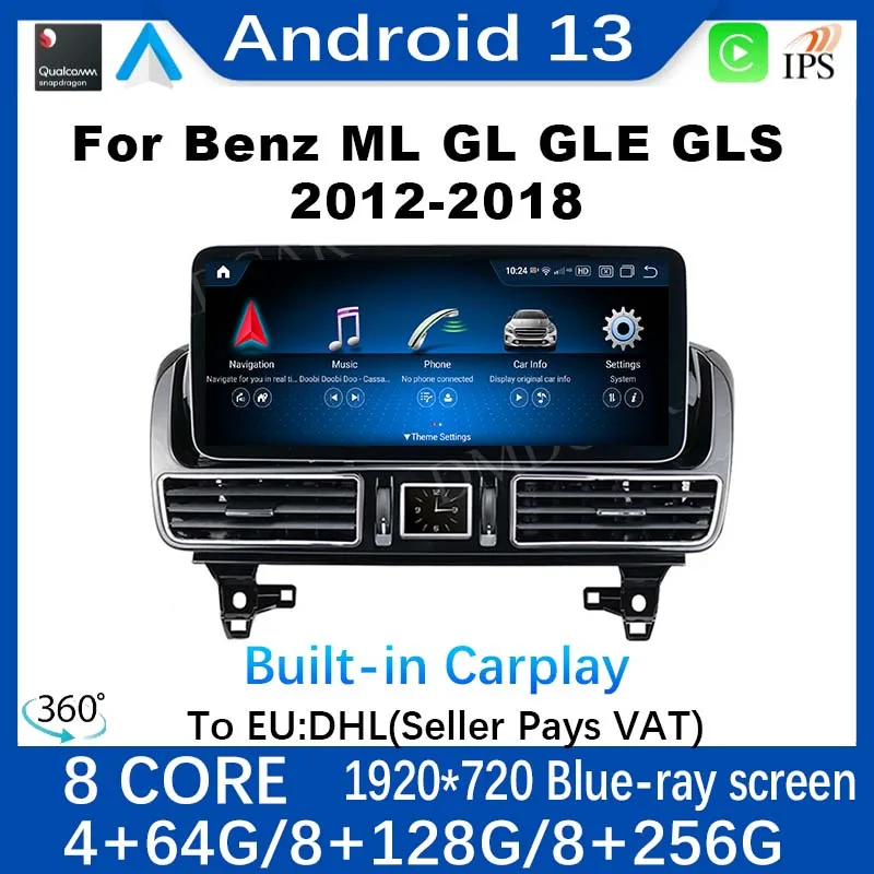 

Android 13 662 Car Multimedia Player Radio GPS Navigation Carplay Auto For Mercedes Benz ML GL GLE GLS W166 2012-2018 WIFI DSP