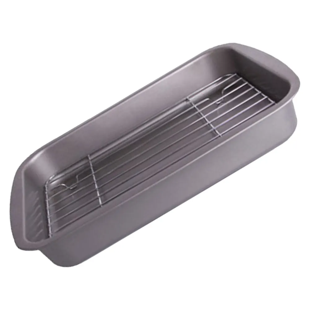

Grilled Rectangular Roasting Pan Metal Oven Tray With Rack Grilled Fish Plate Durable Iron Bbq Plate For Kitchen Appliances