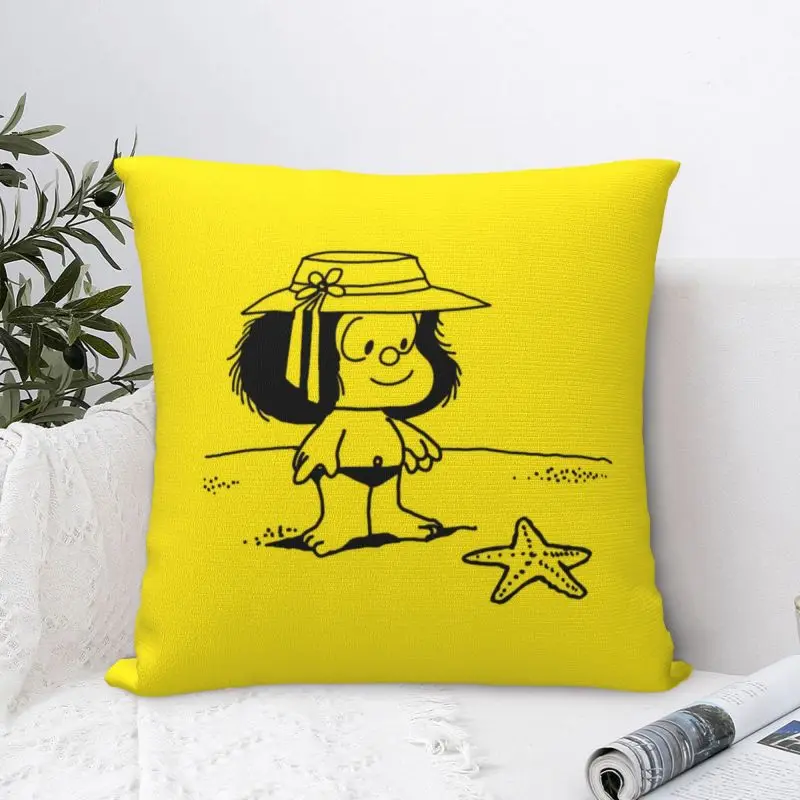 Custom Luxury Humor Mafaldas Quino Cartoon Manga Cushion Cover Soft Pillow Case