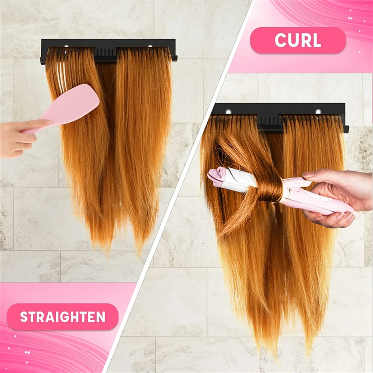 Soporte acrílico profesional para seccionar extensiones de cabello, organizador, percha, negro