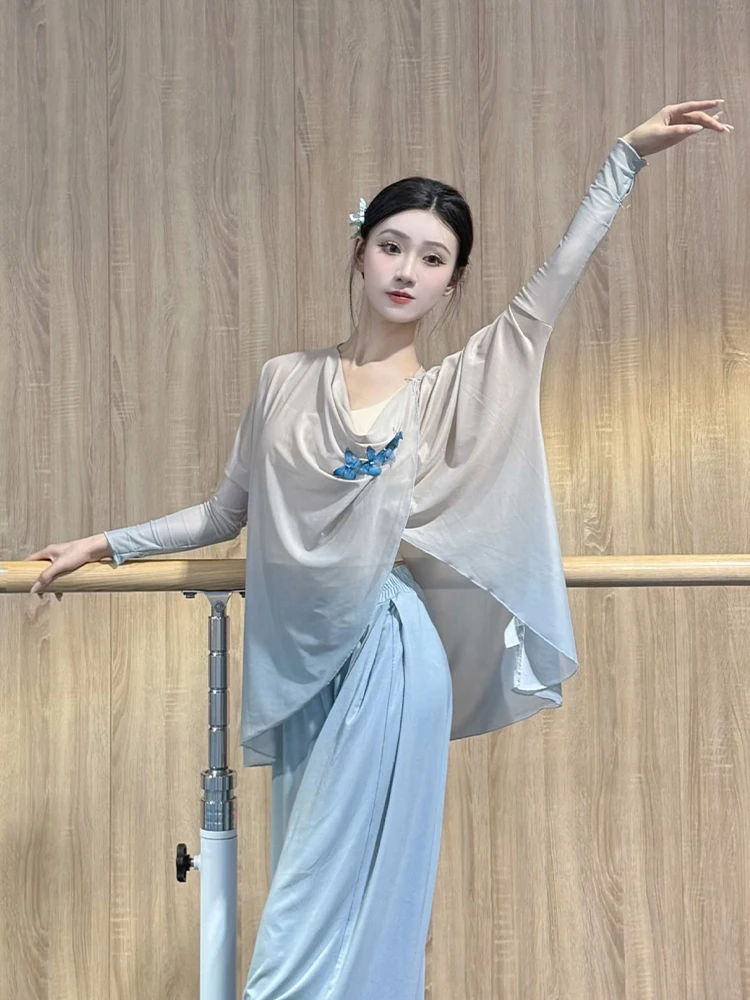 

Индивидуальные костюмы для женщин, взрослых, детей, джазовых классических танцев для девочек, топы с градиентом и бабочкой, струящаяся одежда для тренировок