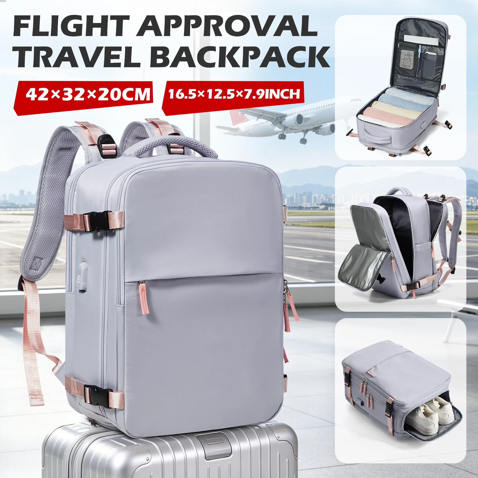 Women Backpack, Ryanair Hand Luggage 40x30x20, Cabin Airplane Travel Backpack, Cabin Fly Bag，Hiking Outdoor Backpack Travel Bag