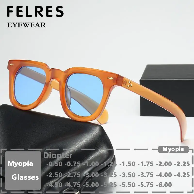 Square Blue Myopia Lens Sunglasses Men Women Designer Tinted Prescription Nearsighted Eyewear Outdoor Shade Driving Sun Glasses