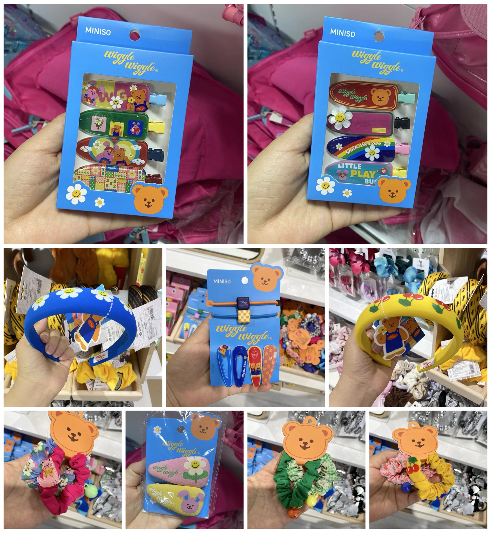 

so Bear Daisy Printed Hair Clips Sl Hair ips Faionable Hair Accories Ear Studs Women's Hair Decorations