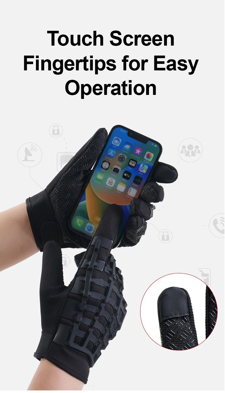 Taktische Fahrradhandschuhe für Herren, Vollfinger-Militärhandschuhe mit Touchscreen-Funktion, Schnittfest, Rutschfest, Atmungsaktiv, Motorradhandschuhe – Detail 4