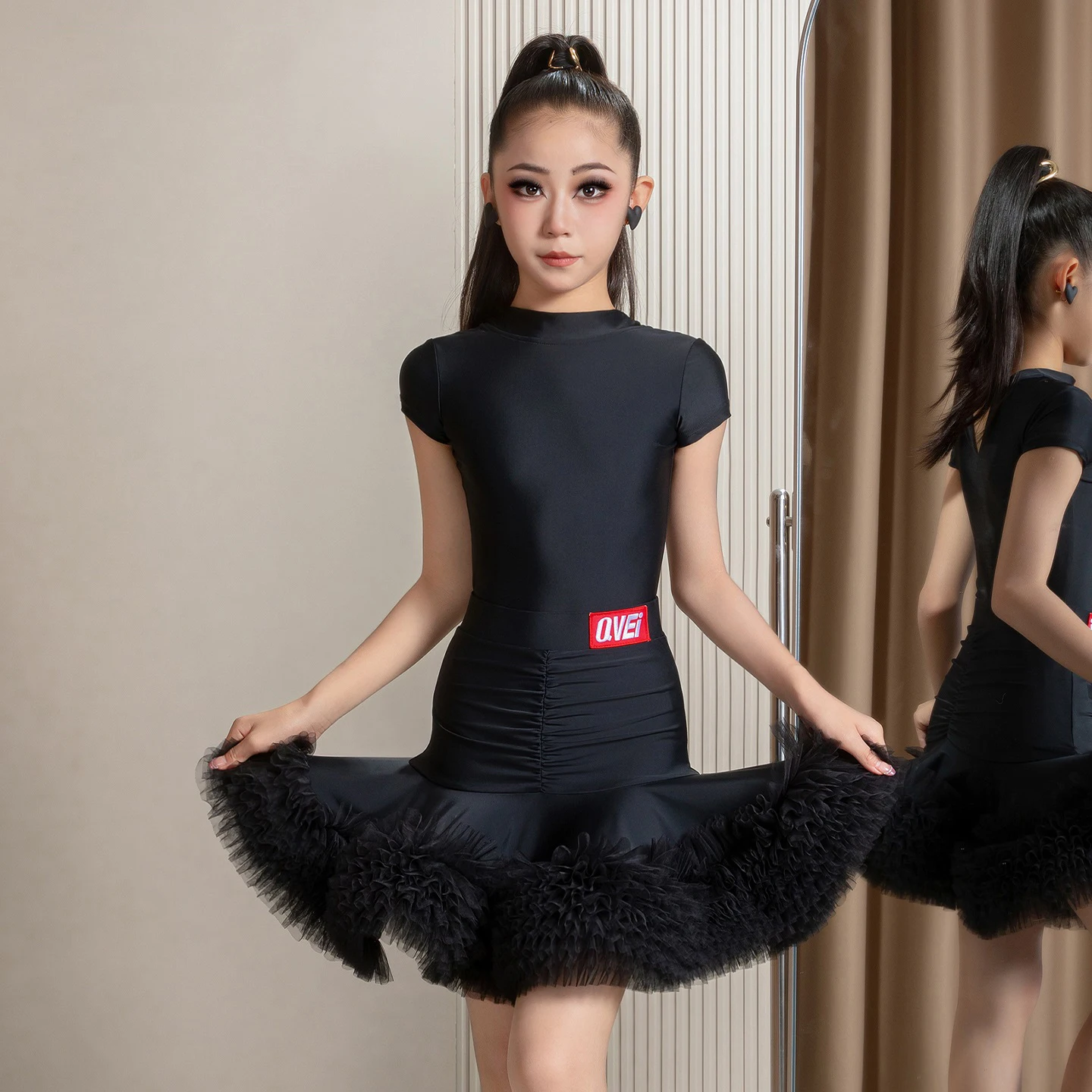 4 색 소녀 라틴 댄스 전문 의상 어린이 볼룸 댄스 공연 드레스 어린이 삼바 룸바 댄스웨어 10940