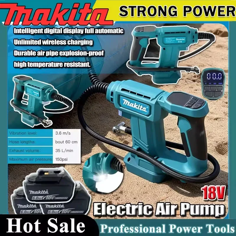 

Беспроводной воздушный насос Makita 2-в-1, портативный автомобильный компрессор для подкачки шин, автоматический электрический насос для аккумуляторов 18В