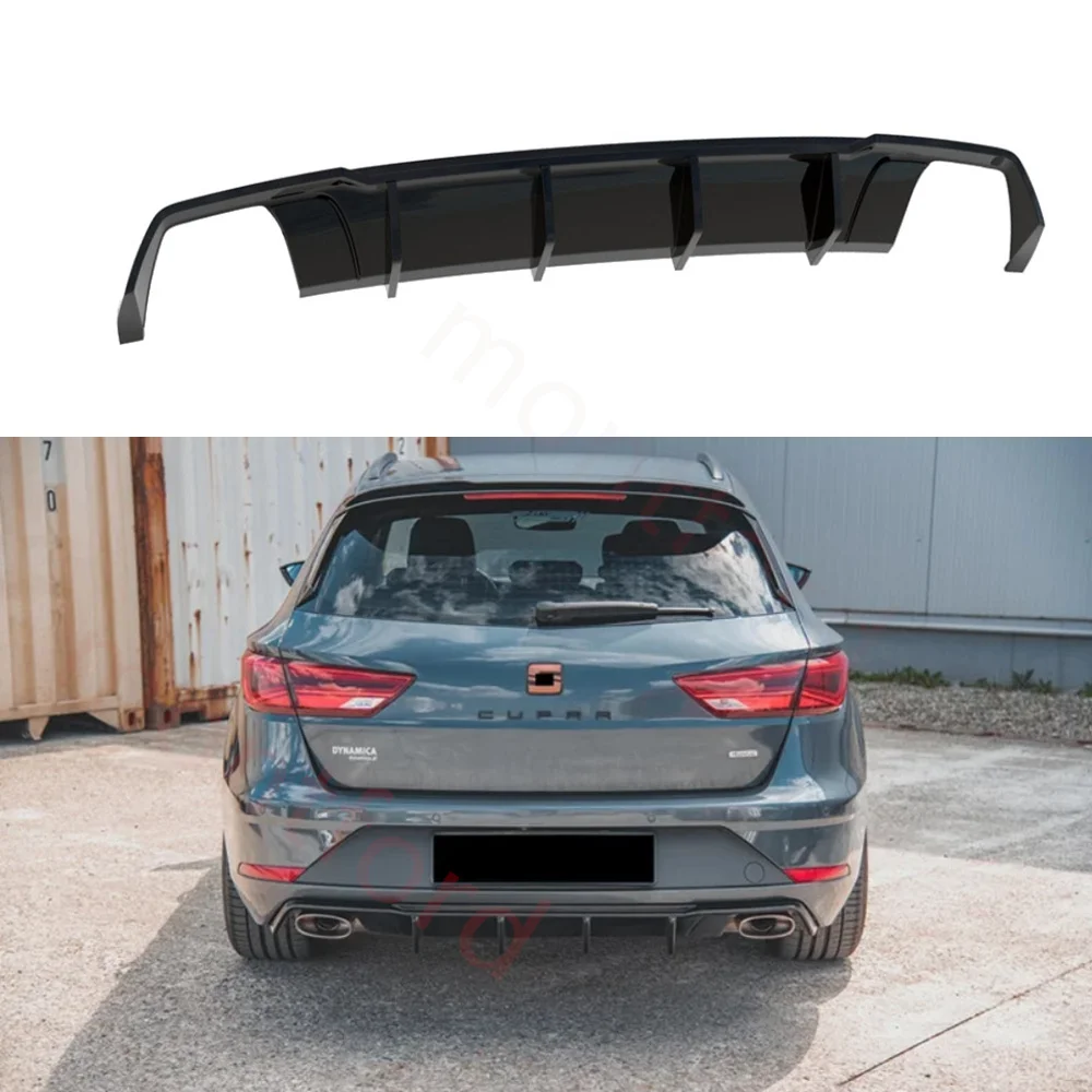 

Gloss Black ABS Rear Diffuser Vanlance Splitter Retroft For Seat Leon MK3.5 ST Cupra Estate 2017-2019 Facelift Bodykits Tuning