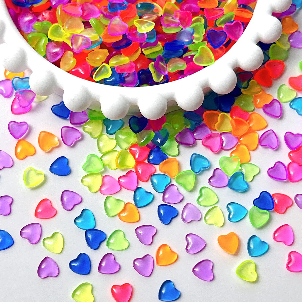 

50PCS 6MM Flatback 3D Acrylic Love Heart Nail Art Rhinestone Charm Parts Nails Decoration Accessories Manicure Supplies Material