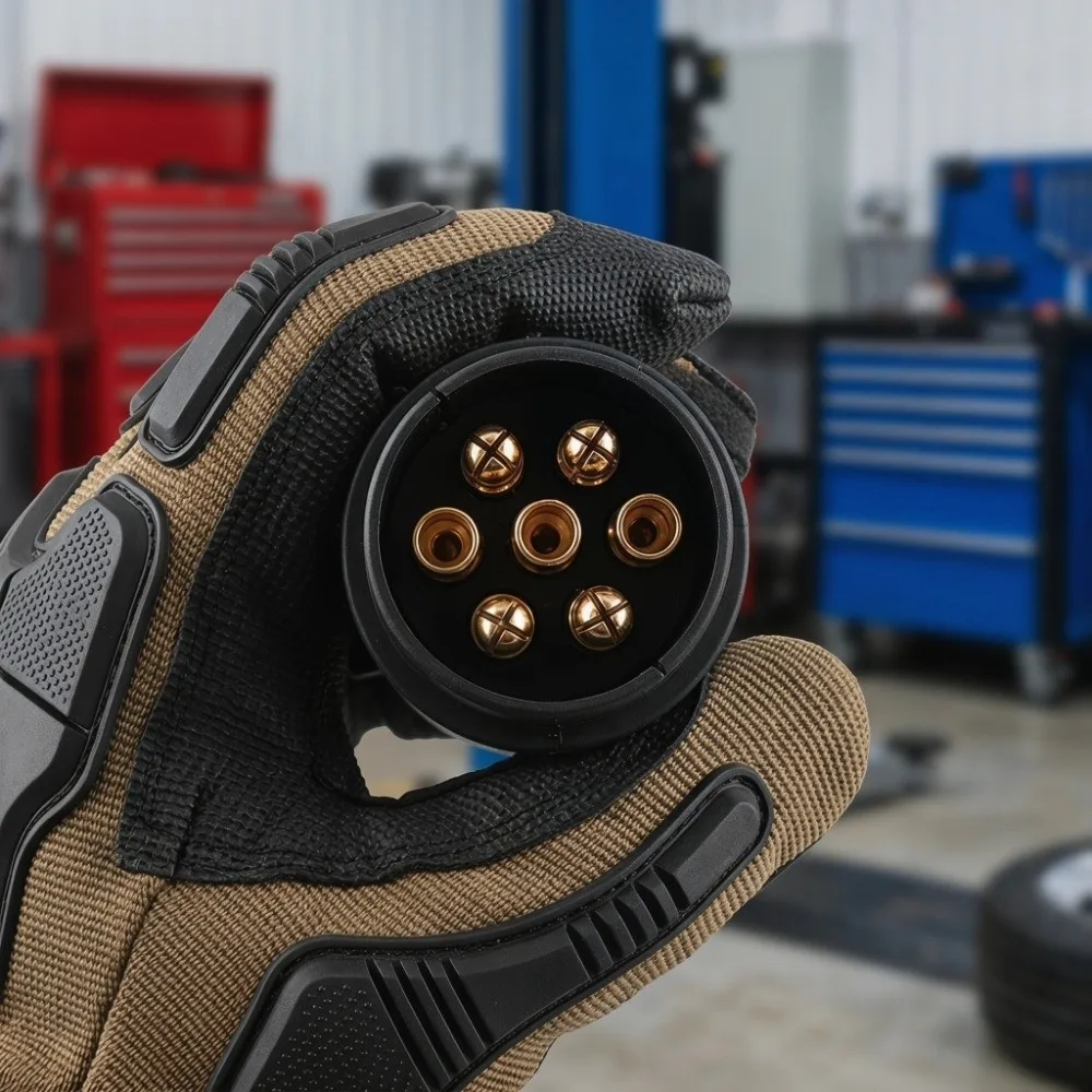 

ABS+Brass Electric Trailer Plug Black 12V Trailer Plug Adapter Copper Pins Universal Trailer Wiring and Connectors