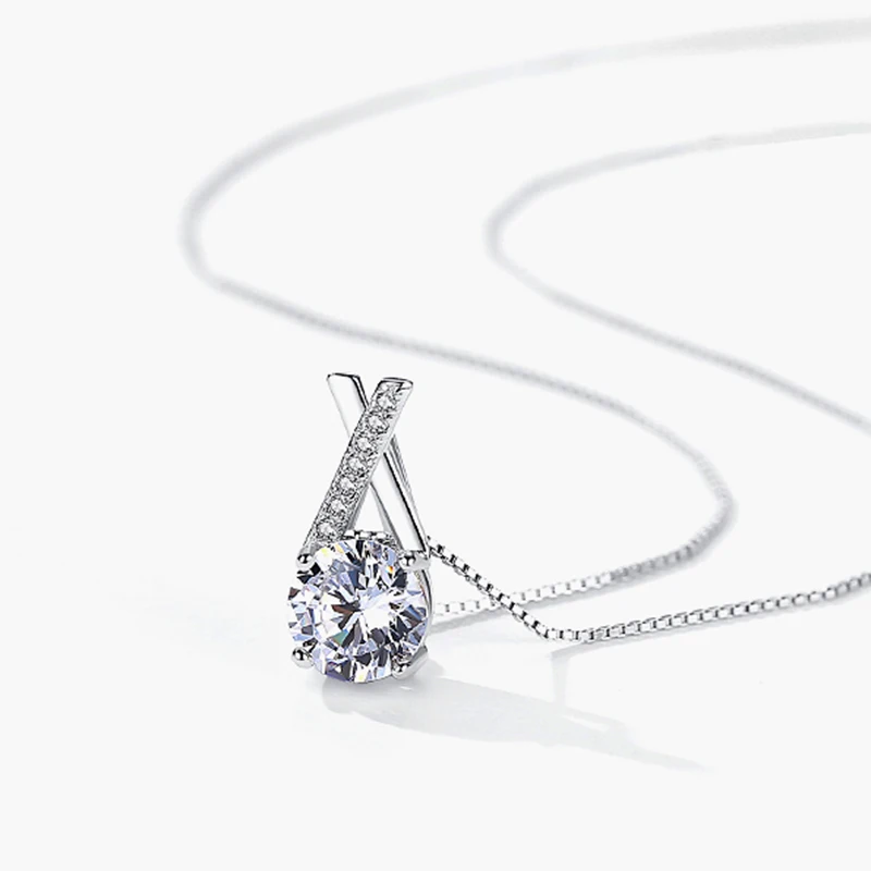 S925 Sterling Silver Luxury Zircon X-Shape Necklace for Women Exquisite CZ Clavicle Chain Necklace Fine Jewelry Wholesale NK023