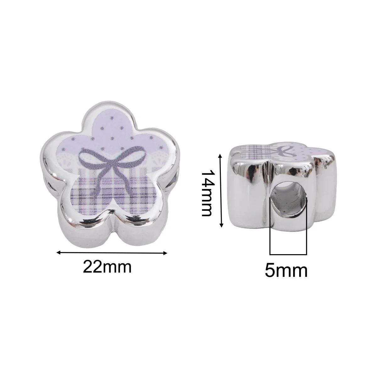 1pc 22x14mm Acrylic 3D 5 Petal Flower Beads Grid Dot Bow Pattern Spacer Beads For DIY Bracelets Keychain Jewelry Making Supplies