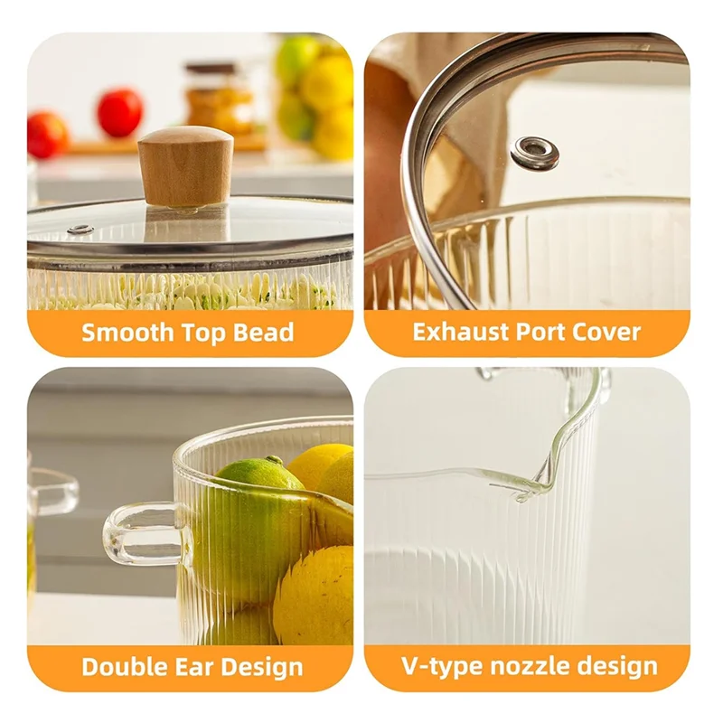 

Кастрюля для приготовления посуды из стекла VEHO, стеклянная кастрюля с крышкой-1,8 л (60 унций), кастрюля из теплого боросиликатного стекла