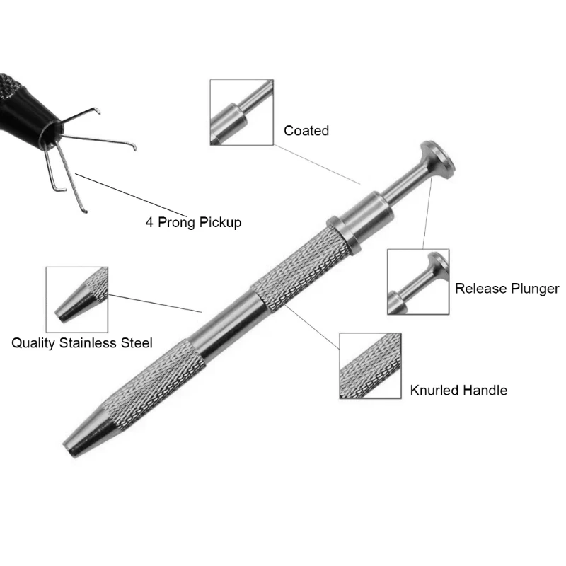 أداة حبة موثوقة 4 شوكات الملقط جوهرة حبة التقاط أداة حقنة نوع المنتزع العملي حبة تجتاح أداة