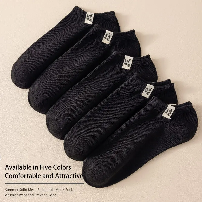 5 Pair Women Is Spring Summer Four Seasons Black Simple Fashion Comfortable College Letter Fabric Label Medium Socks