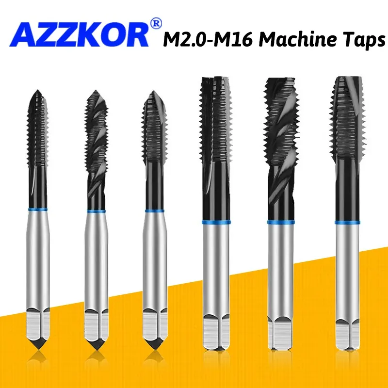 AZZKOR M2.0-M16 For Metalworking Tools Straight Flute/Screw/Tip End Tap M35 Containing Cobalt CNC Machine Thread Taping