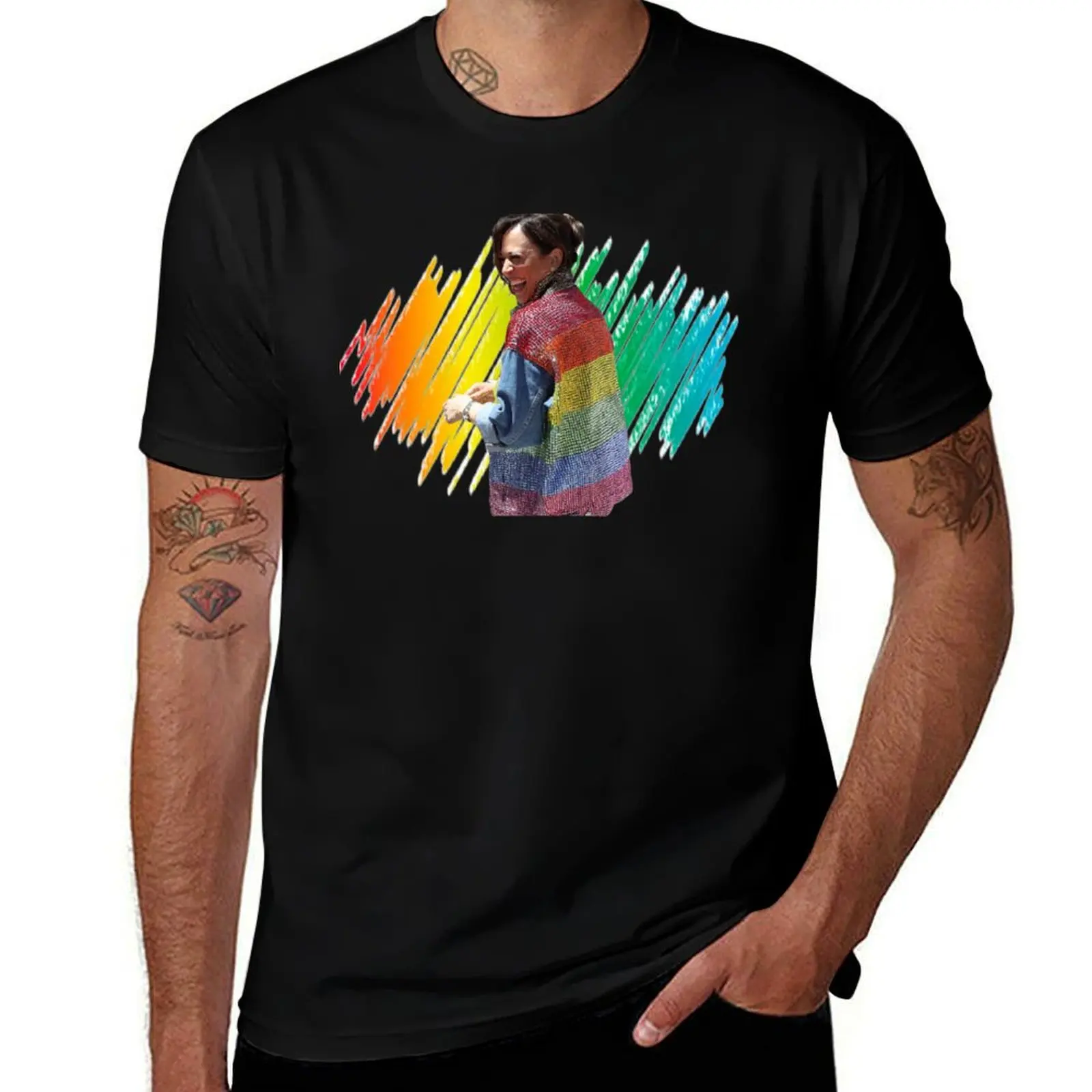Kamala Harris 'Sequin Pride Jacket' T-Shirt Novelty Graphic Tee Shirt T-Shirt