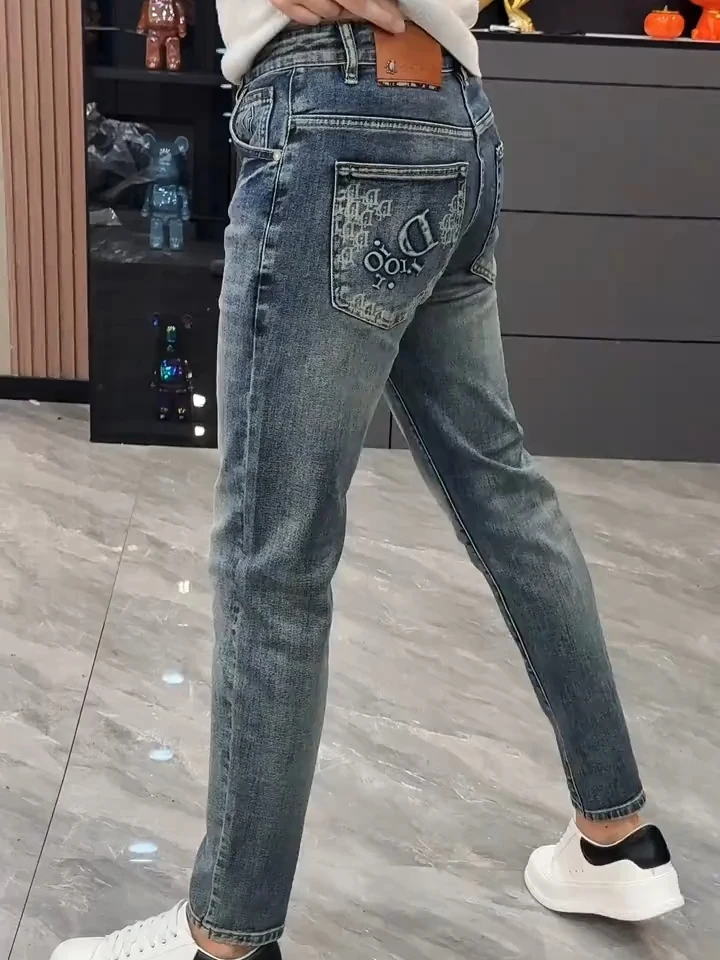 

New Men's Jeans Spring Autumn Faion Busin Personali High Quali Cool mid Waist Slim Fit Stand Version Water Waed