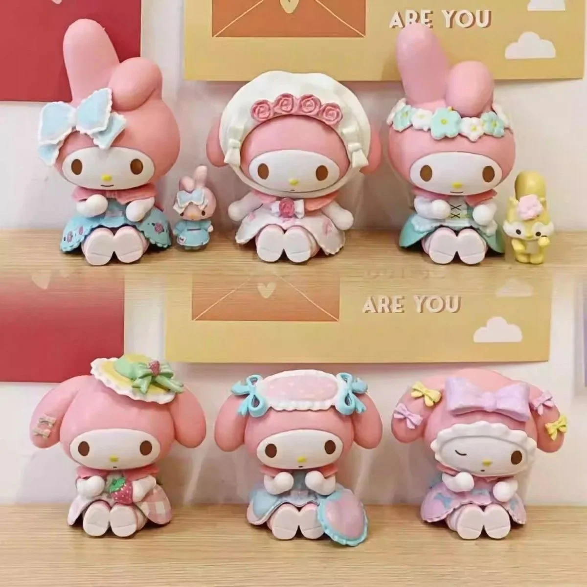 6Pcs/Set Sanrio Blind Box My Melody Anime Figures Kawaii Melody Anime Doll Cartoon Action Figure Kids Gifts Car Ornament