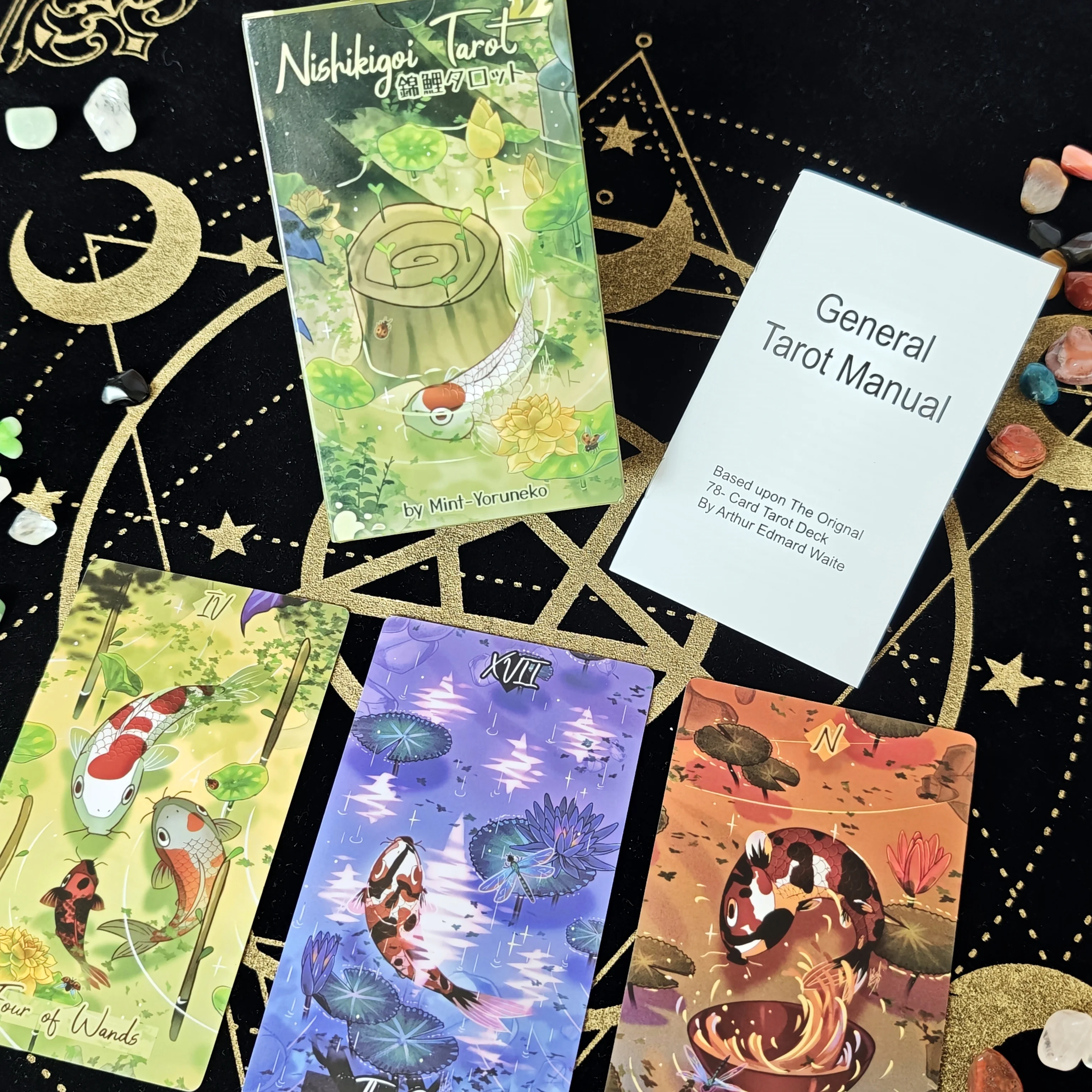 12*7cm Nishikigoi Tarot A 79-card Tarot Deck Intuitive and Magical, Featuring Various Types of Japanese Koi Fish