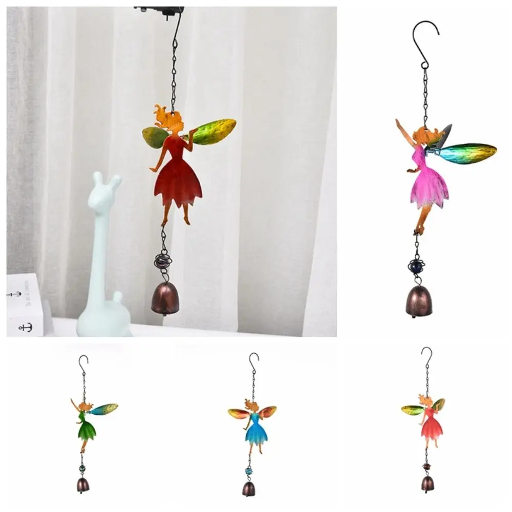 Hanging Bell Retro Fairy Angel Wind Chimes Realistic Hanging Fairy Wind Bell Iron Colored Metal Windchimes Home Decoration