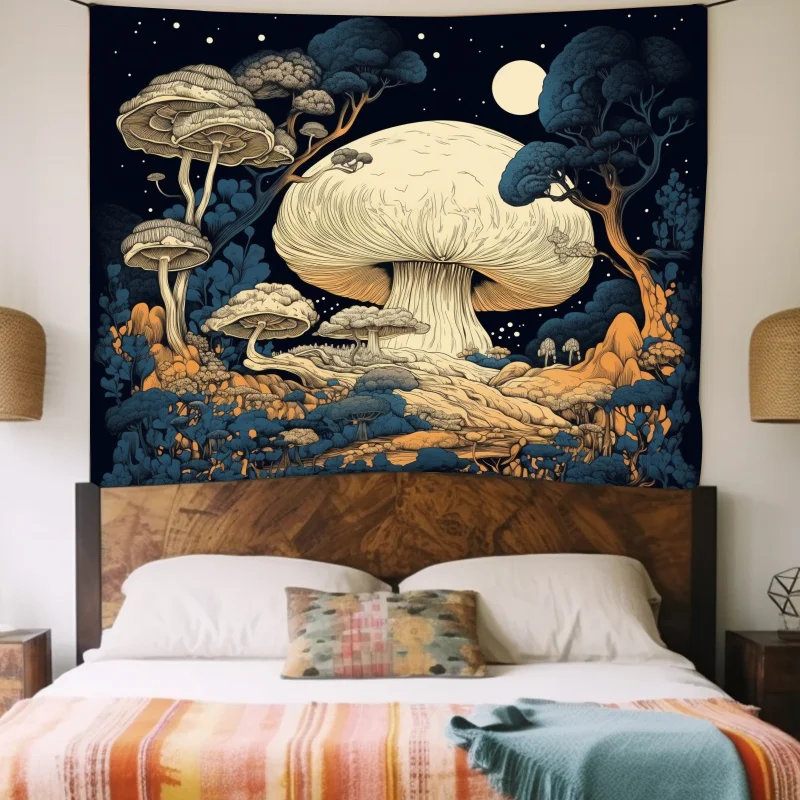 

2023 Real Nature Lover Must Have This New Bohemian Glow-in-the-Dark Mushroom Tapestry Perfect Wall Decor for Nature Enthusiasts