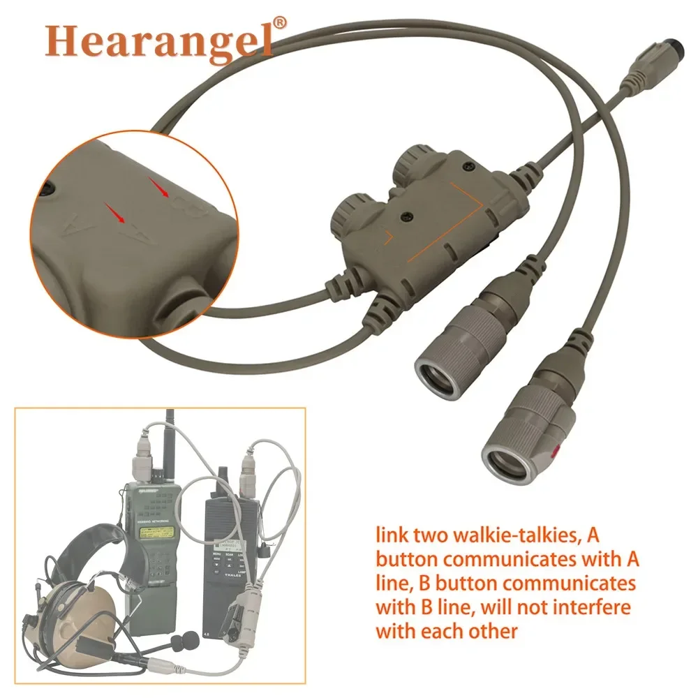 

Hearangel Tactical Ptt Dual Comm RAC6 Pin Ptt for AN/PRC 148/152/163 Walkie-talkie for COMTA Airsof Shooting Tactical Headset