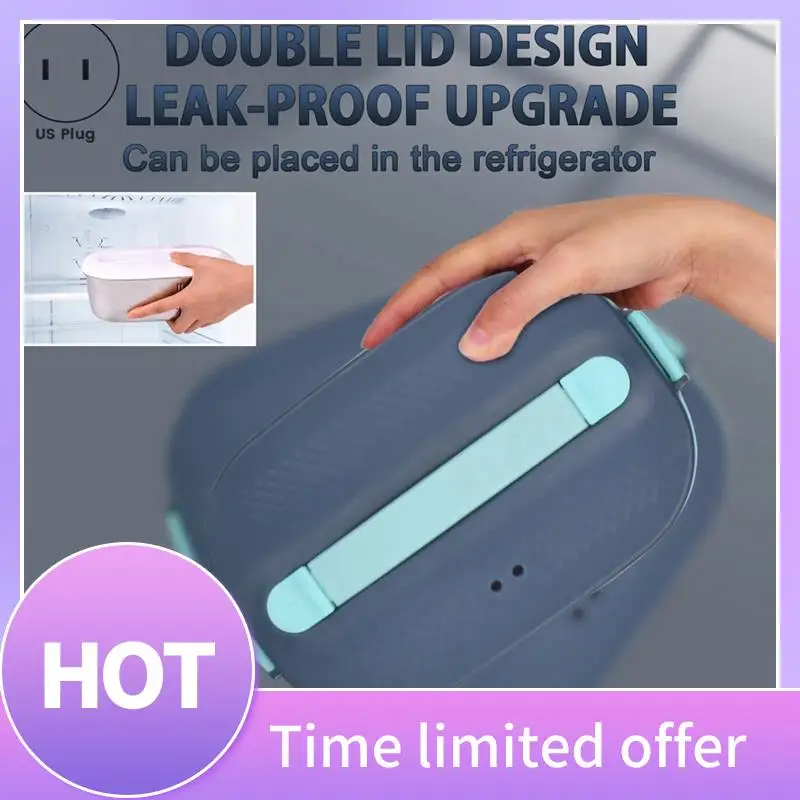 

B69C 100W Electric Heated Lunch Box 4 In 1 Adult Hot Lunch Box Men's Heated Lunch Box Double Cover Heated Lunch Box US Plug
