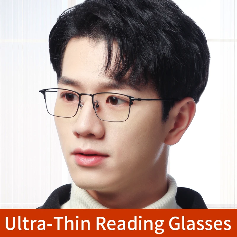  Ultra-Thin Hard Coated Lens Reading Glasses for Men, Blue Light Blocking Presbyopia Eyeglasses,Magnifying Glasses