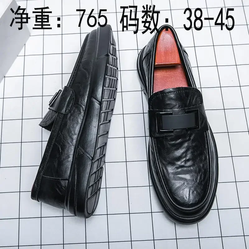 Fashion Derby Shoes Men's Classic Pointed-Toe Lace Business Leather Shoes European Station Party Italy Dress Shoes